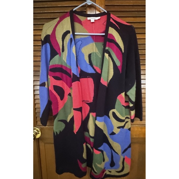 Chico's Open Front Cardigan Sweater Jacket Women's 1 Abstract Colorful - Picture 1 of 4